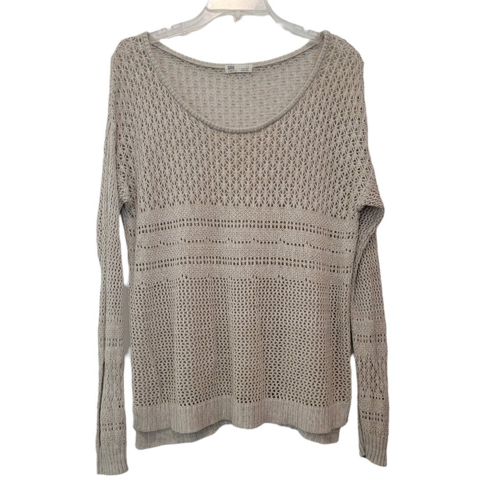 GRG Garage Montreal Lace Detail Blouse Knit Long Sleeve Shirt Sz Petite P/S EUC